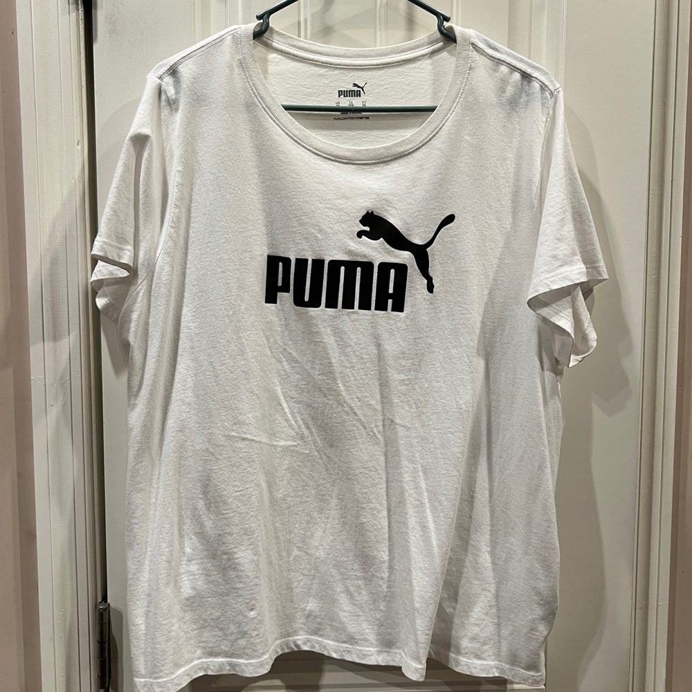 Puma White T-Shirt with Black Logo Sz 3x